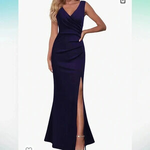 (18)Split v  neck cocktail dress​